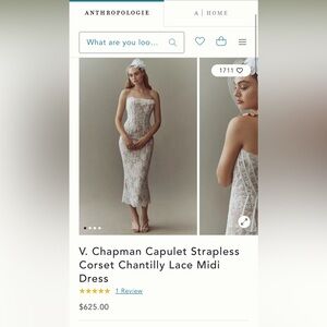 V. Chapman The Capulet Dress in White Chantilly Lace
Size 6